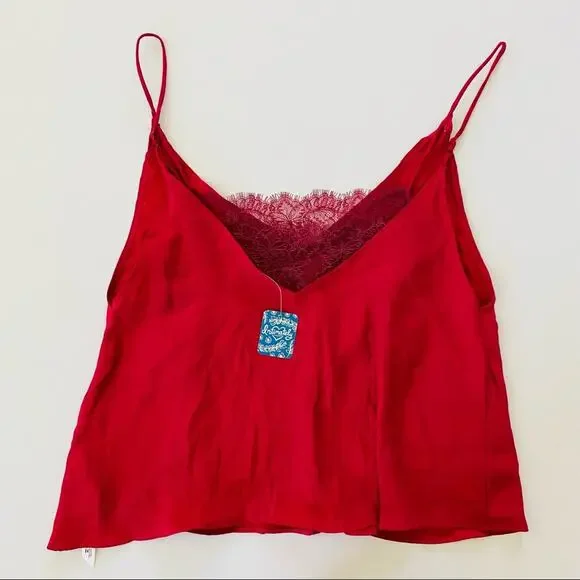 Free People | Deep V Lace Bandeau Top Raspberry NWT XS - Picture 6 of 11